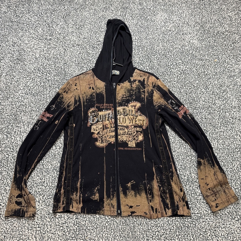 Vintage Y2K Skinny Minnie Buffalo Bill's Wild West Full Zip Hoodie Size M